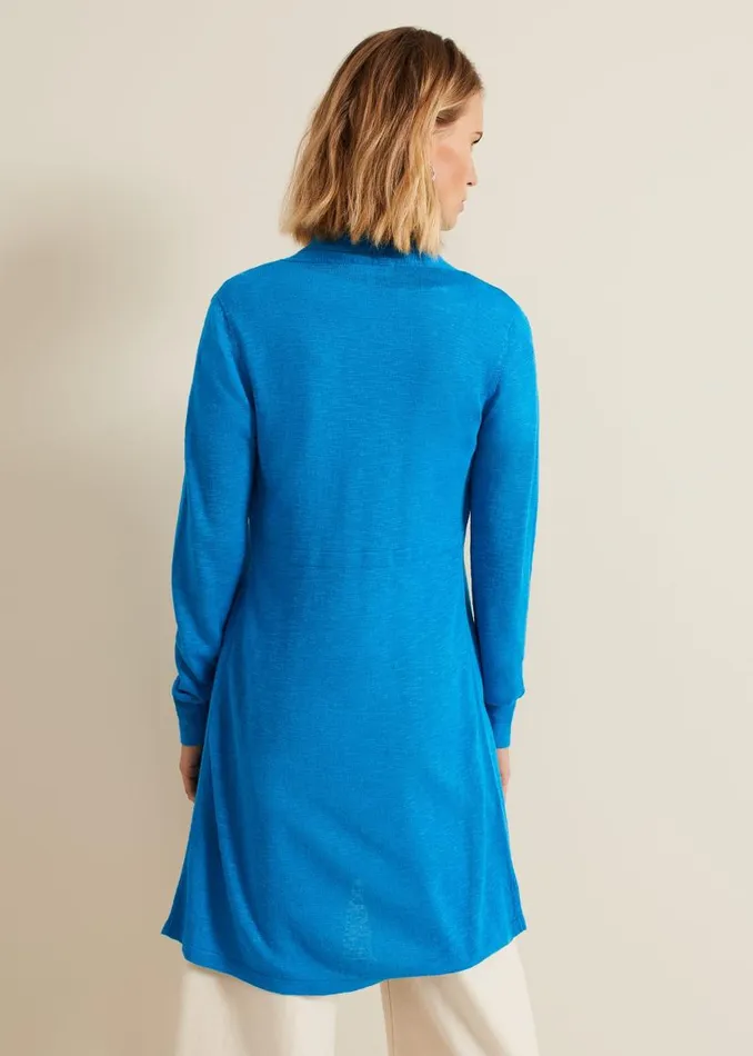 Phase Eight Knitwear Louise Linen Longline Cardigan Blue 8211 Women