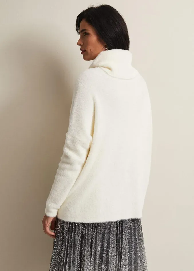 Phase Eight Knitwear Natalia Fluffy Roll Neck Knit Winter White 8211 Women