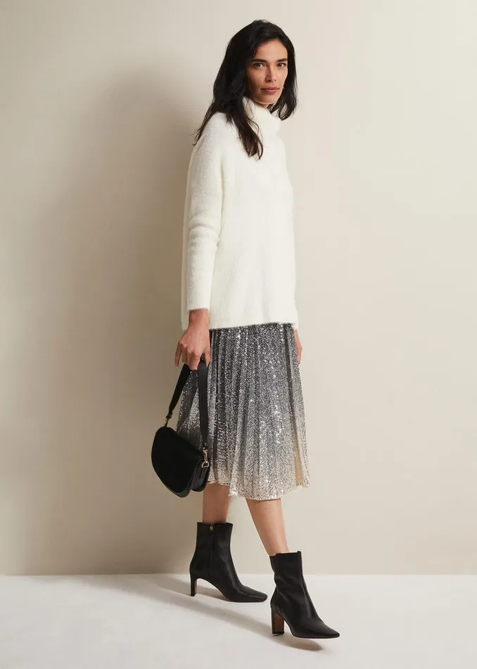 Phase Eight Knitwear Natalia Fluffy Roll Neck Knit Winter White 8211 Women