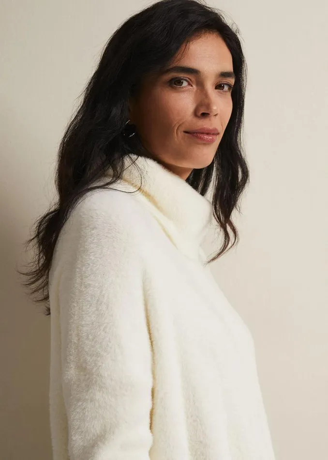 Phase Eight Knitwear Natalia Fluffy Roll Neck Knit Winter White 8211 Women