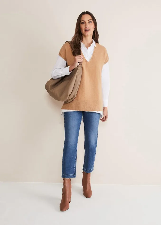 Phase Eight Knitwear Safin V Neck Wool Blend Knitted Tabbard Camel 8211 Women Phase Eight Knitwear Safin V Neck Wool Blend Knitted Tabbard Camel 8211 Women
