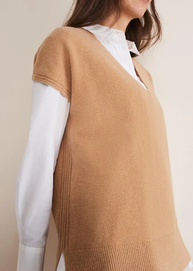 Phase Eight Knitwear Safin V Neck Wool Blend Knitted Tabbard Camel 8211 Women Phase Eight Knitwear Safin V Neck Wool Blend Knitted Tabbard Camel 8211 Women