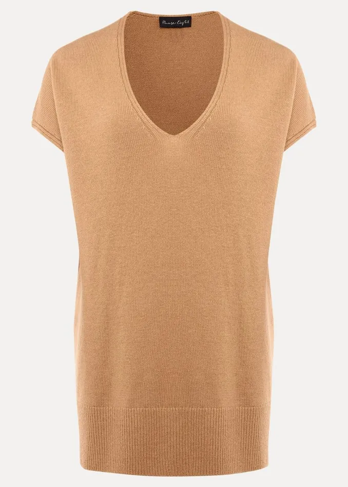 Phase Eight Knitwear Safin V Neck Wool Blend Knitted Tabbard Camel 8211 Women Phase Eight Knitwear Safin V Neck Wool Blend Knitted Tabbard Camel 8211 Women