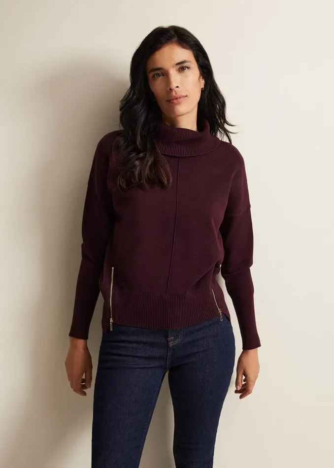 Phase Eight Knitwear Steph Chunky Cowl Knit Jumper Wine 8211 Women