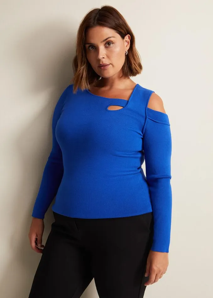 Phase Eight Knitwear Wren Blue Cut Out Knitted Top Blue 8211 Women