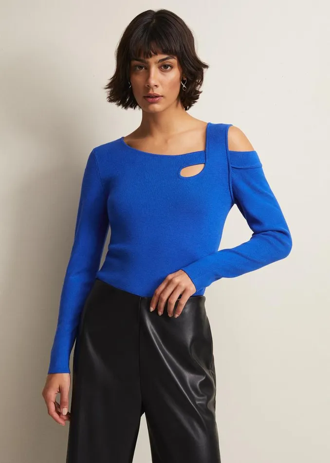 Phase Eight Knitwear Wren Blue Cut Out Knitted Top Blue 8211 Women
