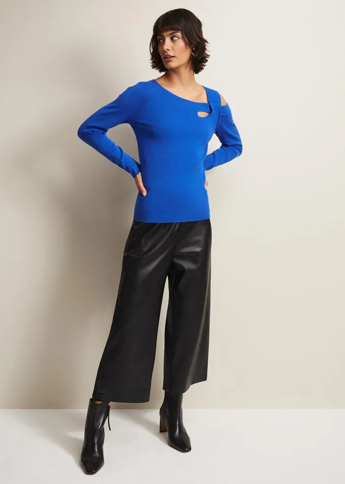 Phase Eight Knitwear Wren Blue Cut Out Knitted Top Blue 8211 Women