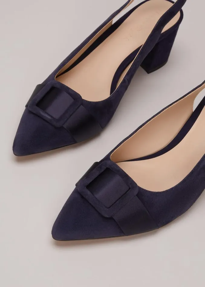 Phase Eight Occasion Shoes Blue Suede Slingback Heels Navy 8211 Women