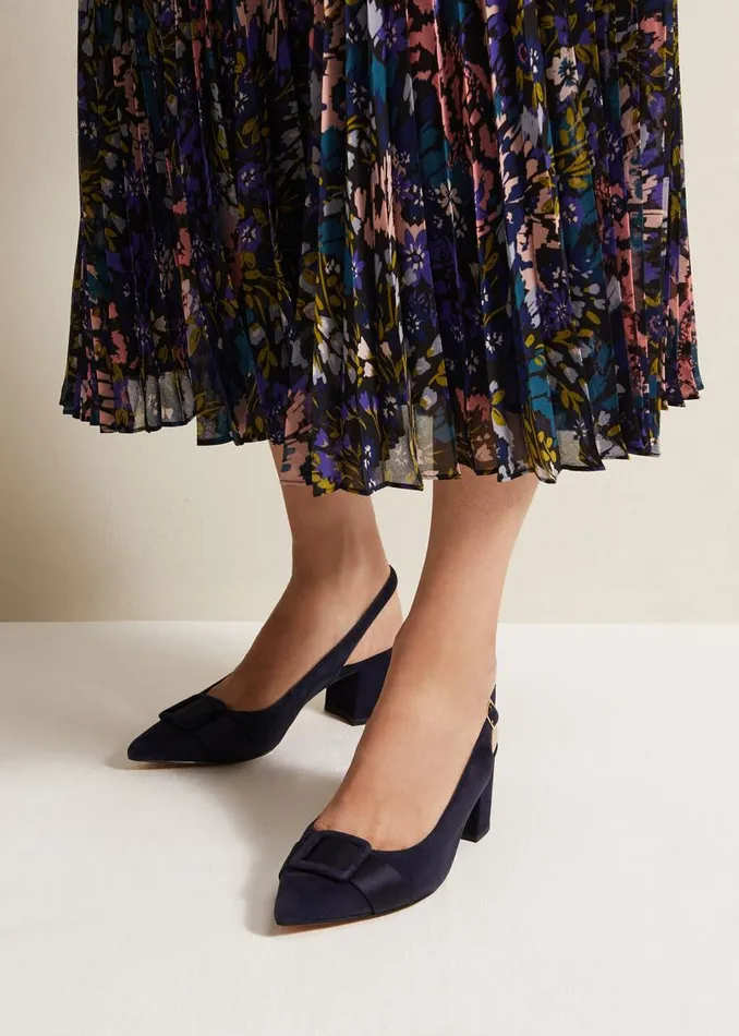Phase Eight Occasion Shoes Blue Suede Slingback Heels Navy 8211 Women