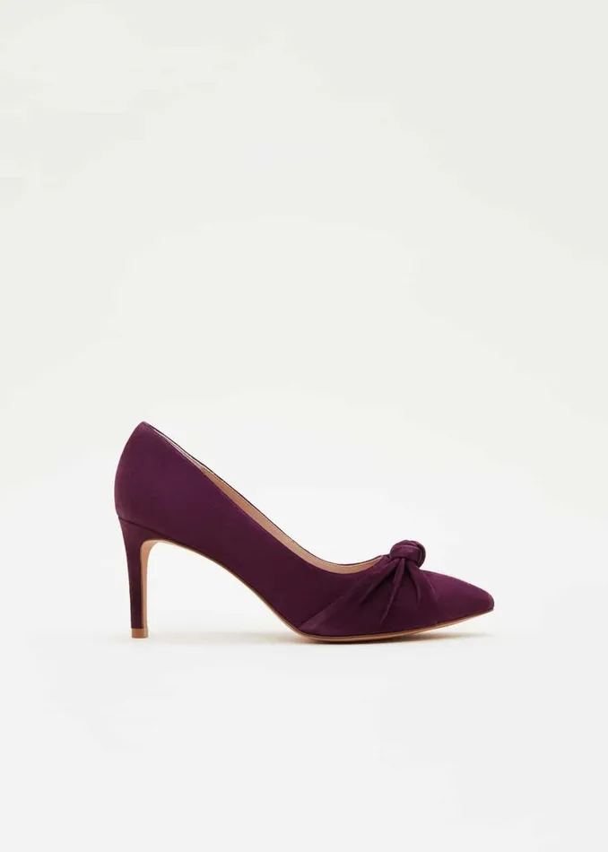 Phase Eight Occasion Shoes Knot Front Suede Court Shoe Plum 8211 Women
