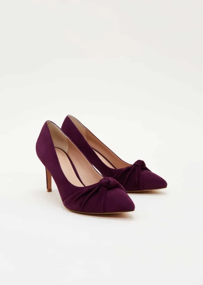 Phase Eight Occasion Shoes Knot Front Suede Court Shoe Plum 8211 Women