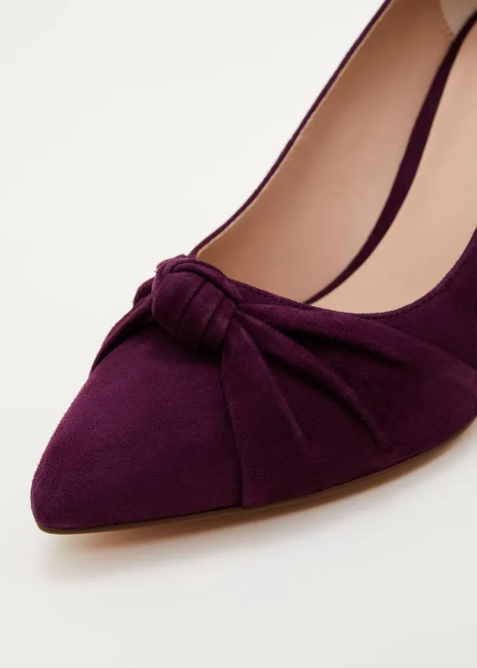 Phase Eight Occasion Shoes Knot Front Suede Court Shoe Plum 8211 Women