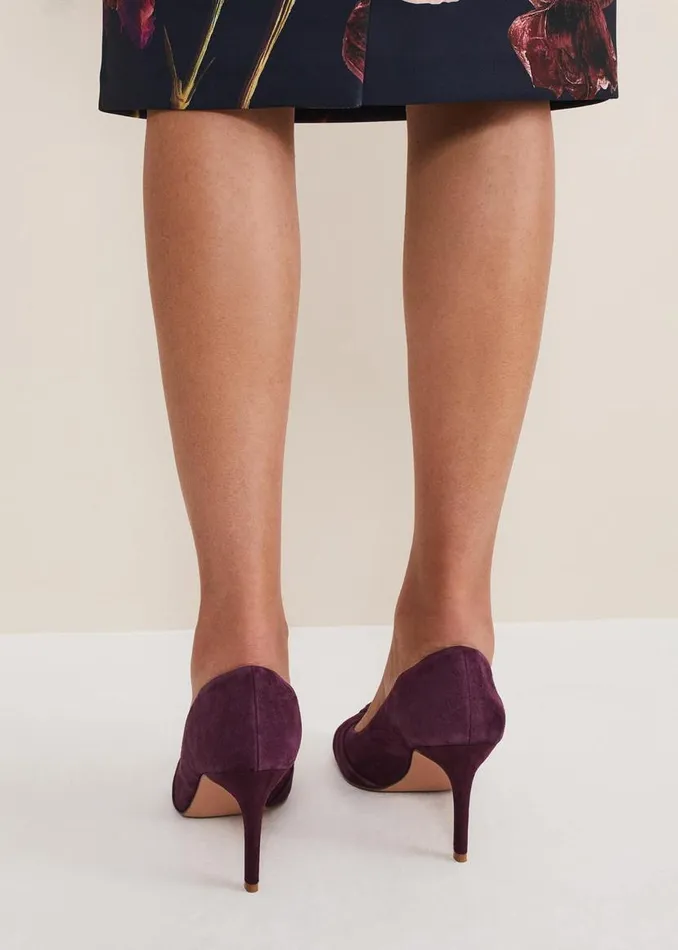 Phase Eight Occasion Shoes Knot Front Suede Court Shoe Plum 8211 Women