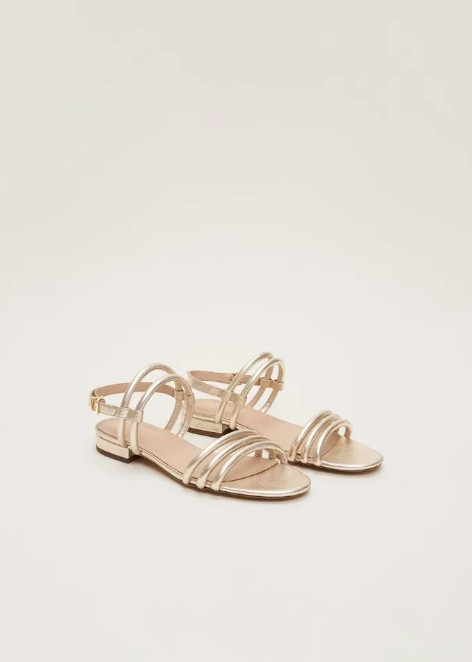 Phase Eight Sandals Gold Leather Sandals Gold 8211 Women