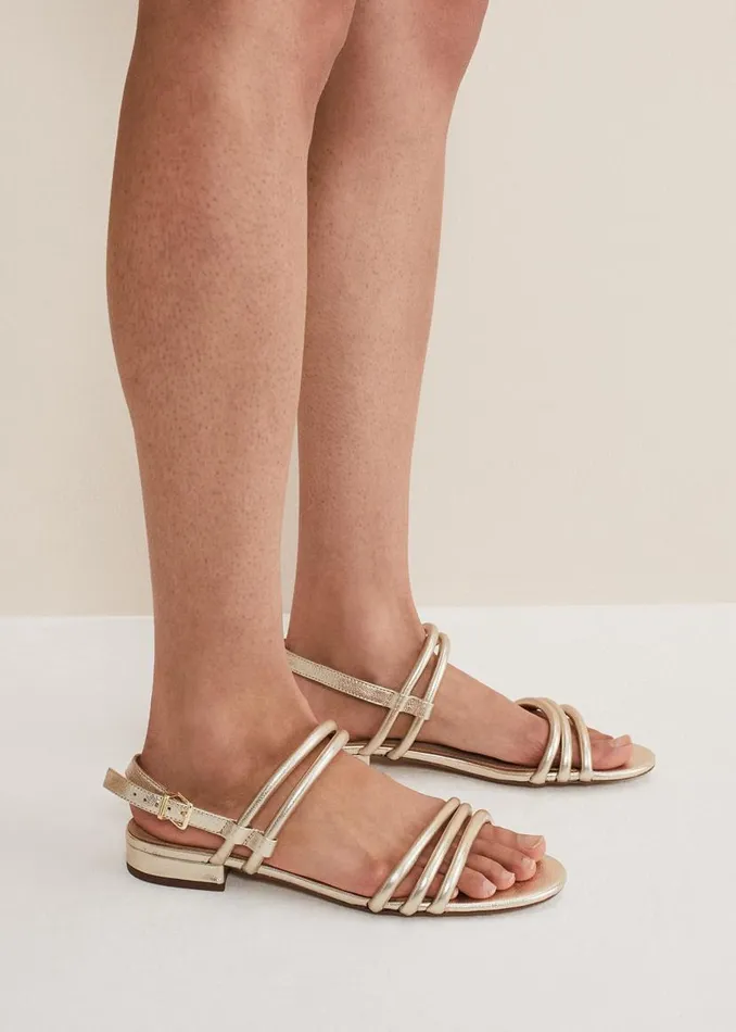 Phase Eight Sandals Gold Leather Sandals Gold 8211 Women