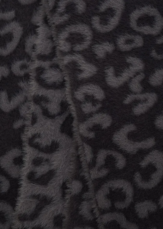 Phase Eight Scarves Fiona Leopard Print Fluffy Scarf Charcoal 8211 Women