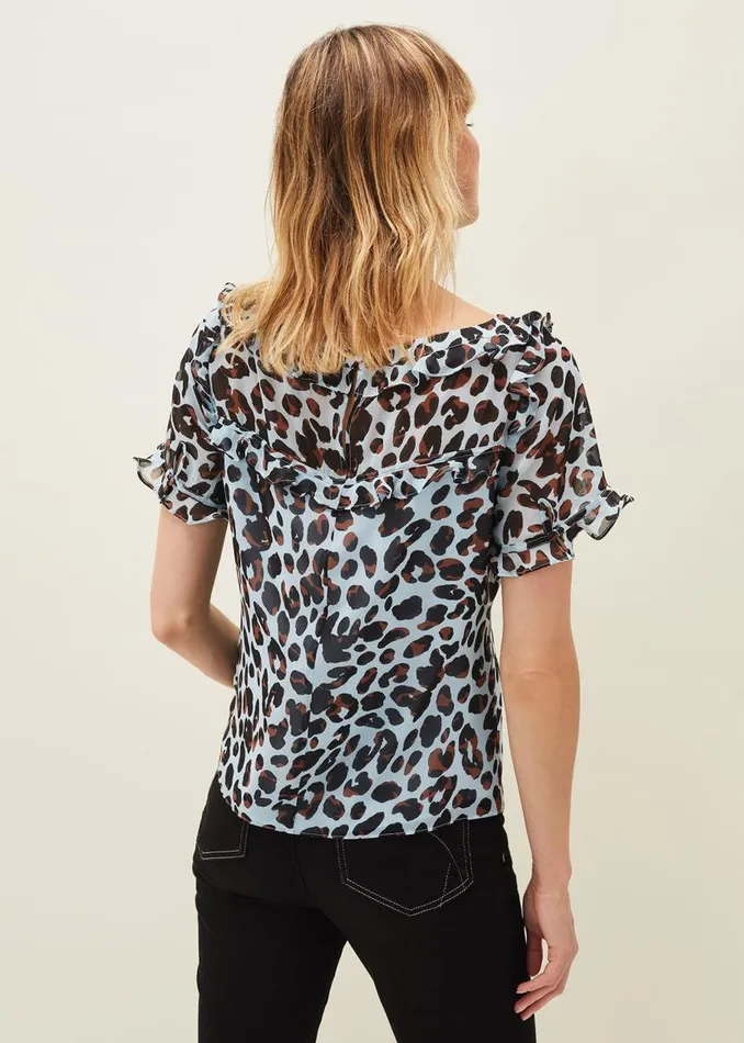 Phase Eight Shirts and Blouses Consta Frill Leopard Blouse Blue Multi 8211 Women Phase Eight Shirts and Blouses Consta Frill Leopard Blouse Blue Multi 8211 Women