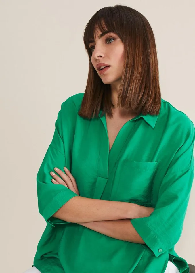 Phase Eight Shirts and Blouses Cynthia Longline Shirt Green 8211 Women