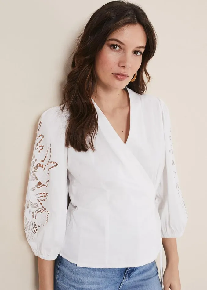 Phase Eight Shirts and Blouses Kacey Broderie Blouse White 8211 Women