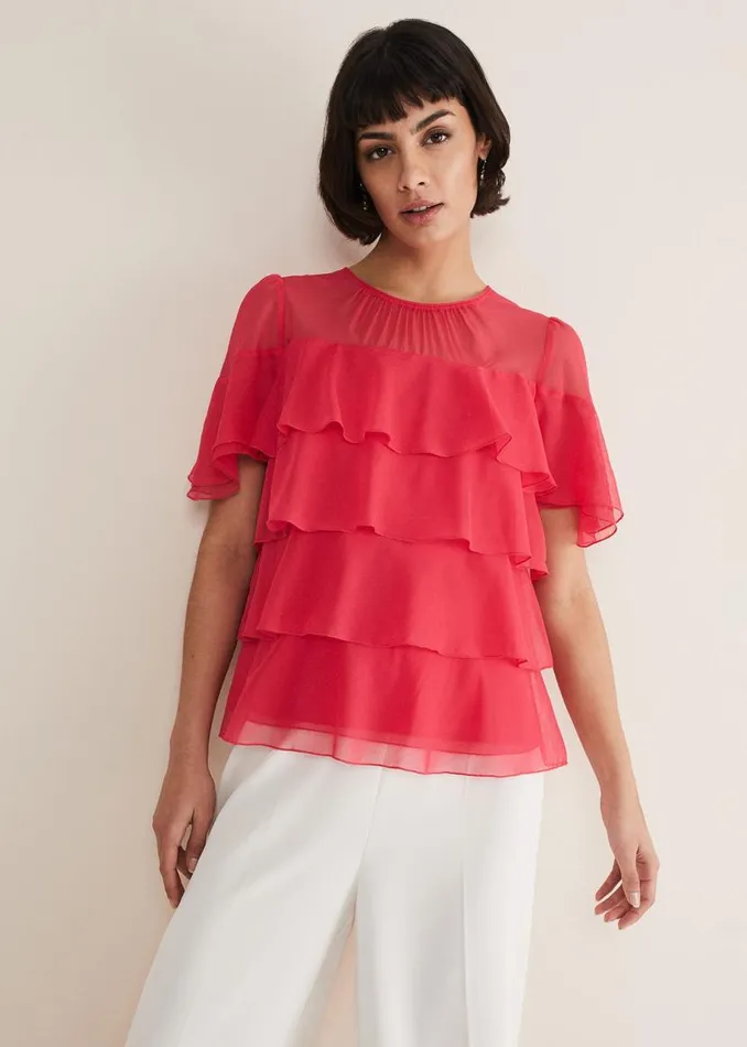 Phase Eight Shirts and Blouses Stacey Ruffle Blouse Fuschia 8211 Women