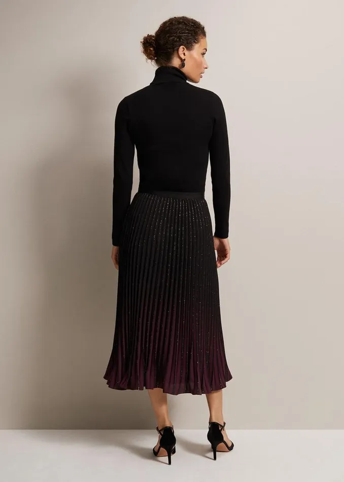 Phase Eight Skirts Estella Ombre Pleated Midi Skirt Blackmulti 8211 Women