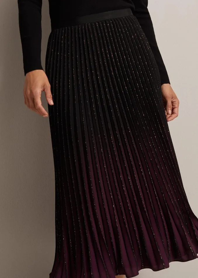 Phase Eight Skirts Estella Ombre Pleated Midi Skirt Blackmulti 8211 Women