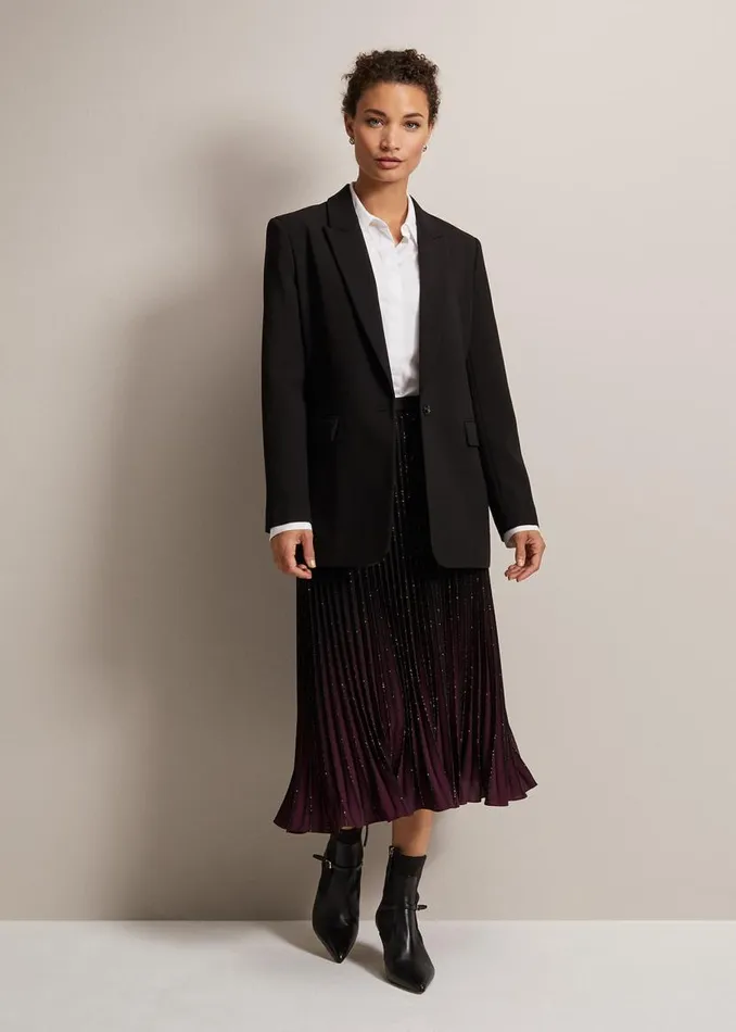 Phase Eight Skirts Estella Ombre Pleated Midi Skirt Blackmulti 8211 Women
