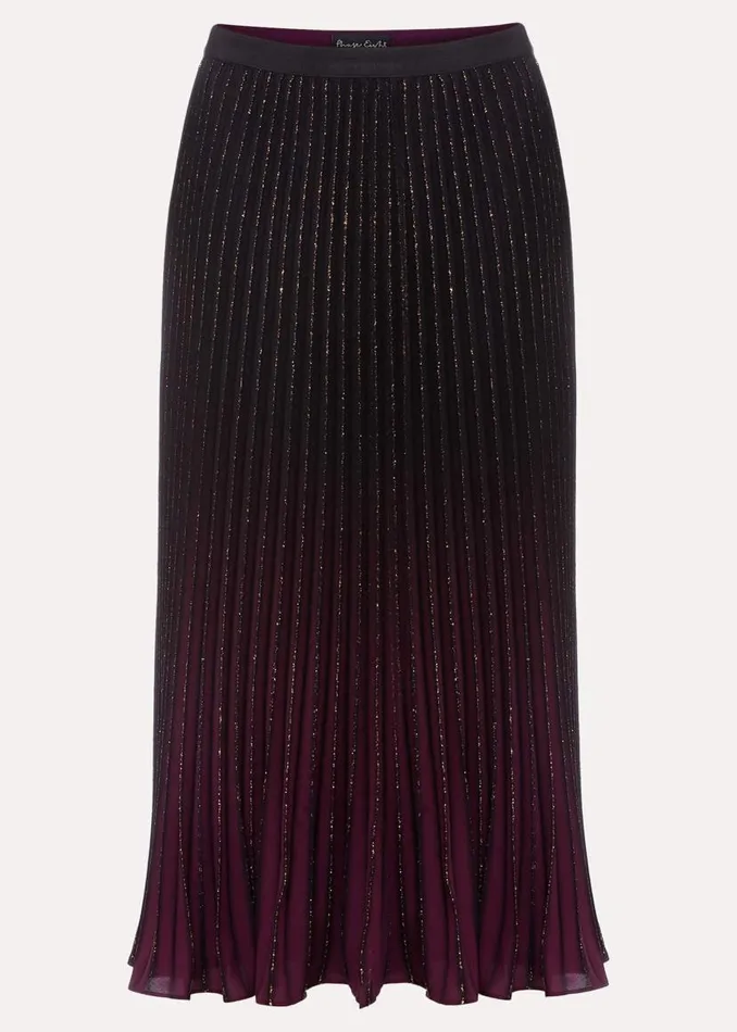 Phase Eight Skirts Estella Ombre Pleated Midi Skirt Blackmulti 8211 Women