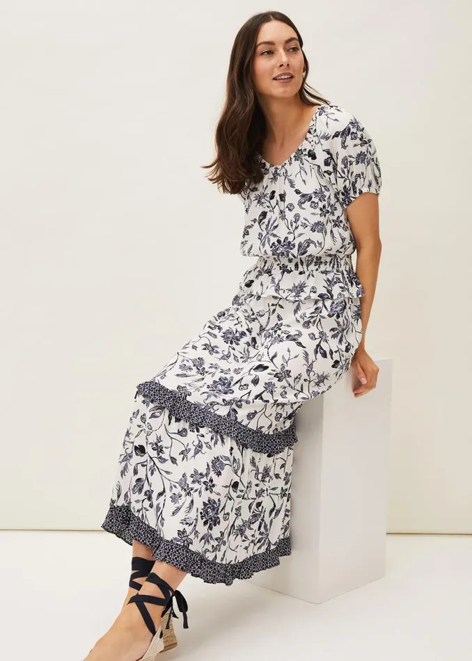 Phase Eight Skirts Ferne Floral CoOrd Midi Skirt Navyivory 8211 Women