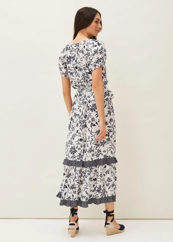 Phase Eight Skirts Ferne Floral CoOrd Midi Skirt Navyivory 8211 Women