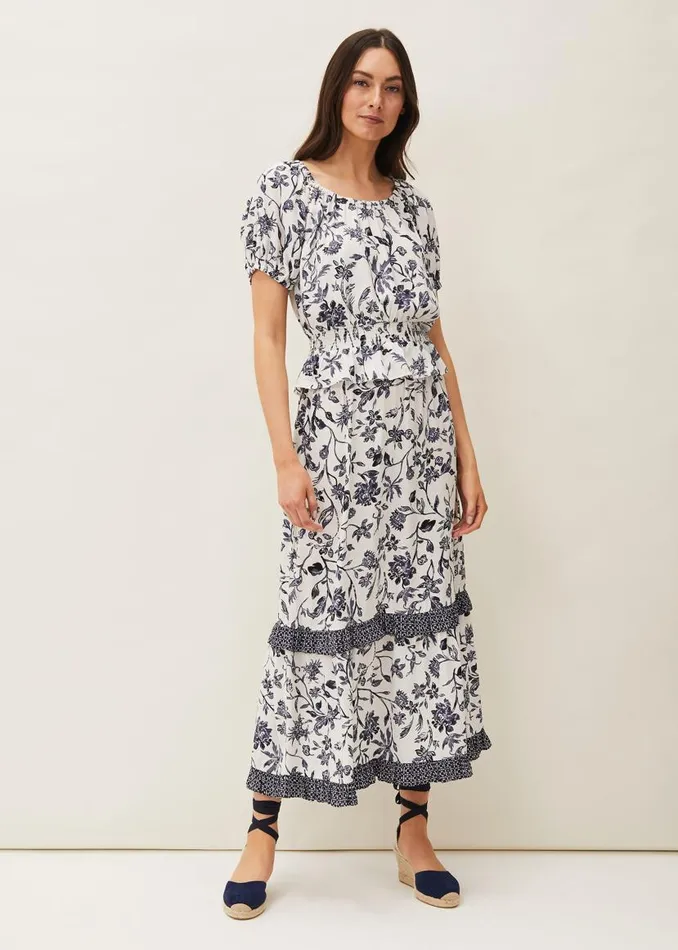 Phase Eight Skirts Ferne Floral CoOrd Midi Skirt Navyivory 8211 Women