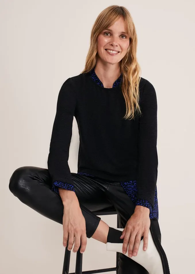 Phase Eight Tops and TShirts Avie Double Layer Top Cobaltblack 8211 Women