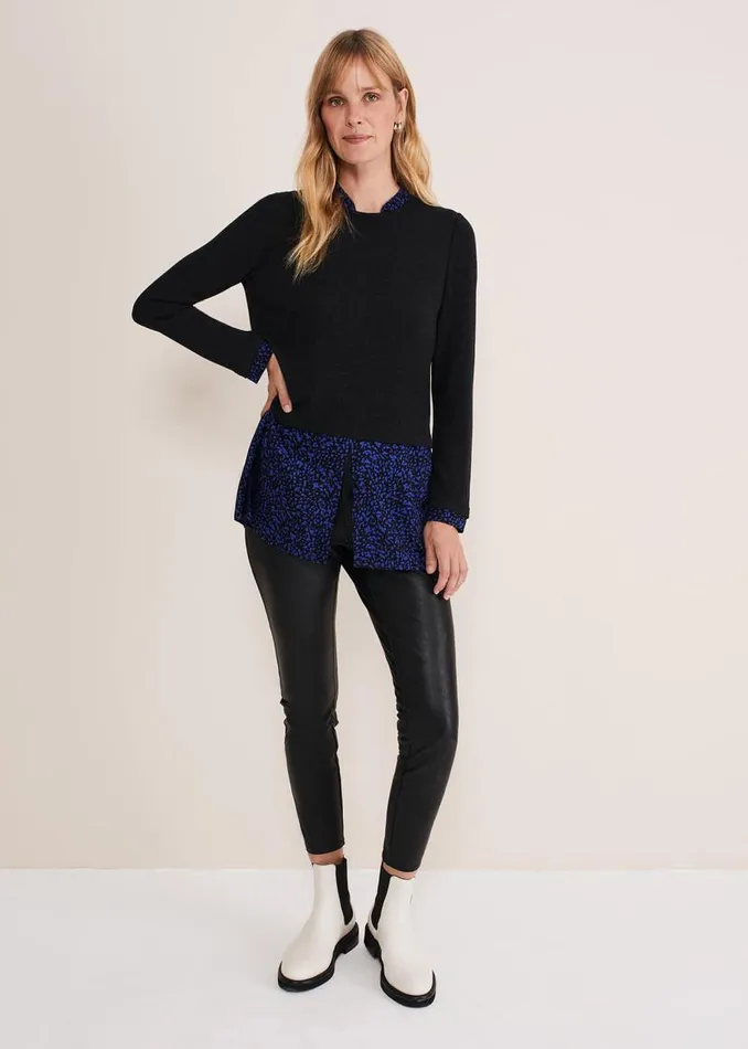 Phase Eight Tops and TShirts Avie Double Layer Top Cobaltblack 8211 Women