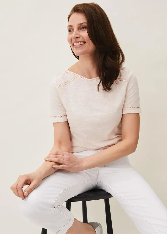 Phase Eight Tops and TShirts Elspeth Lace Trim Top Soft Pink 8211 Women