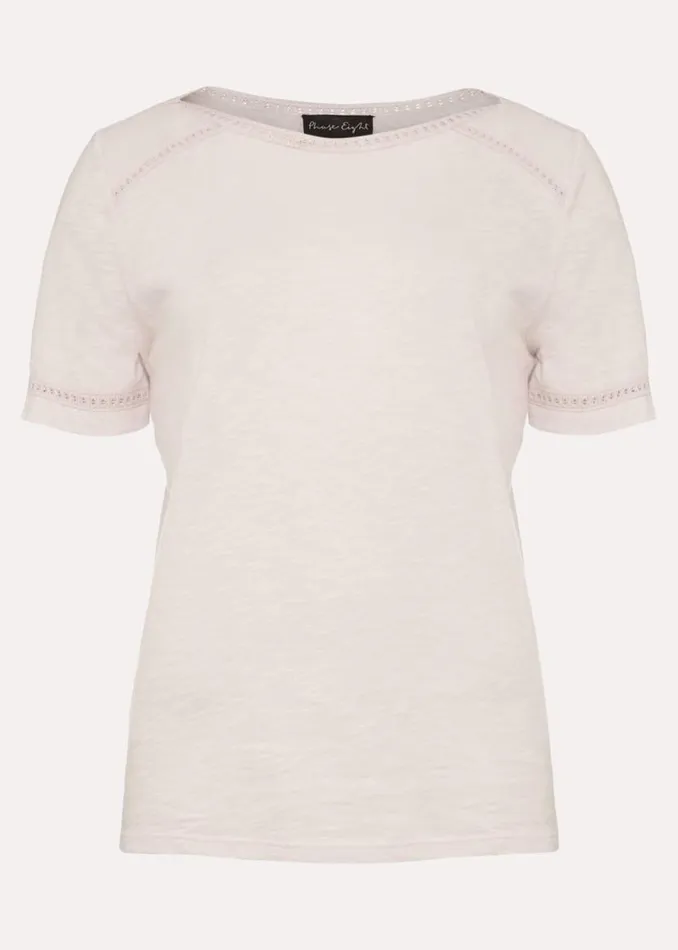 Phase Eight Tops and TShirts Elspeth Lace Trim Top Soft Pink 8211 Women