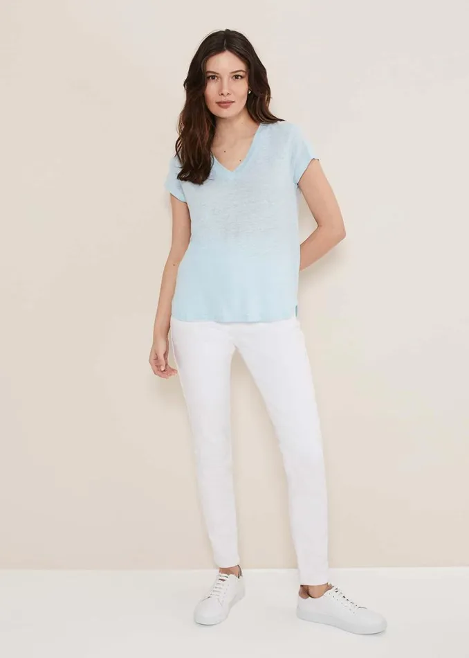Phase Eight Tops and TShirts Emera Linen Top Pale Blue 8211 Women