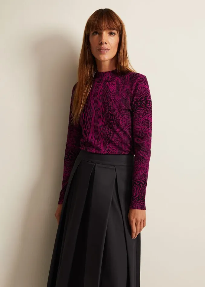 Phase Eight Tops and TShirts Livetta Snake Print Top Purple 8211 Women