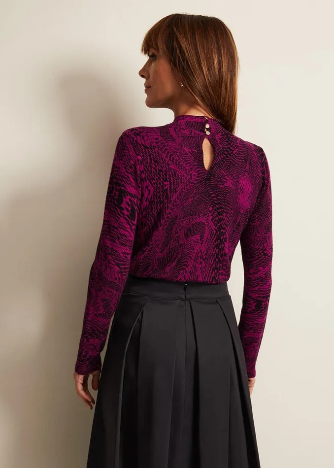 Phase Eight Tops and TShirts Livetta Snake Print Top Purple 8211 Women