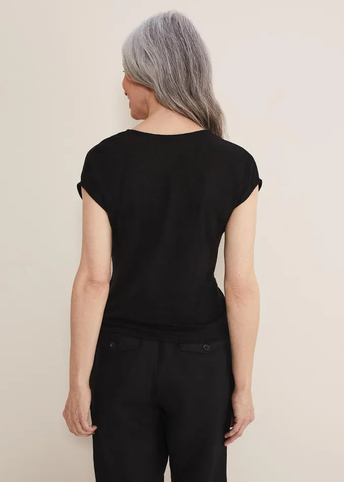 Phase Eight Tops and TShirts Reyna Linen Tie Front Top Black 8211 Women