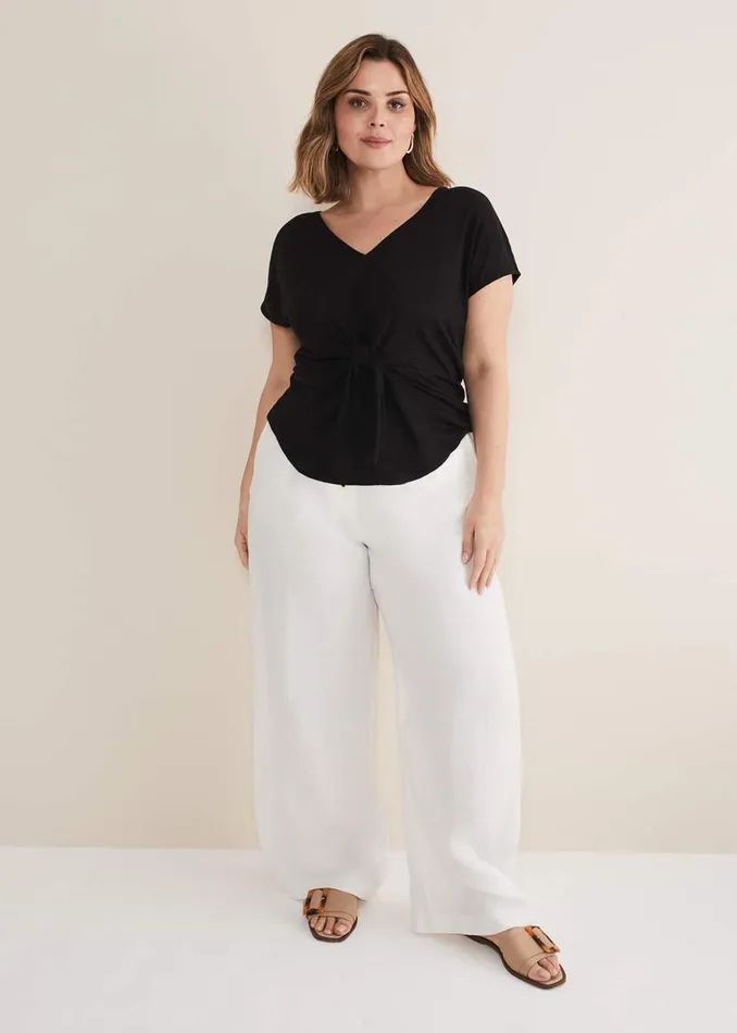 Phase Eight Tops and TShirts Reyna Linen Tie Front Top Black 8211 Women