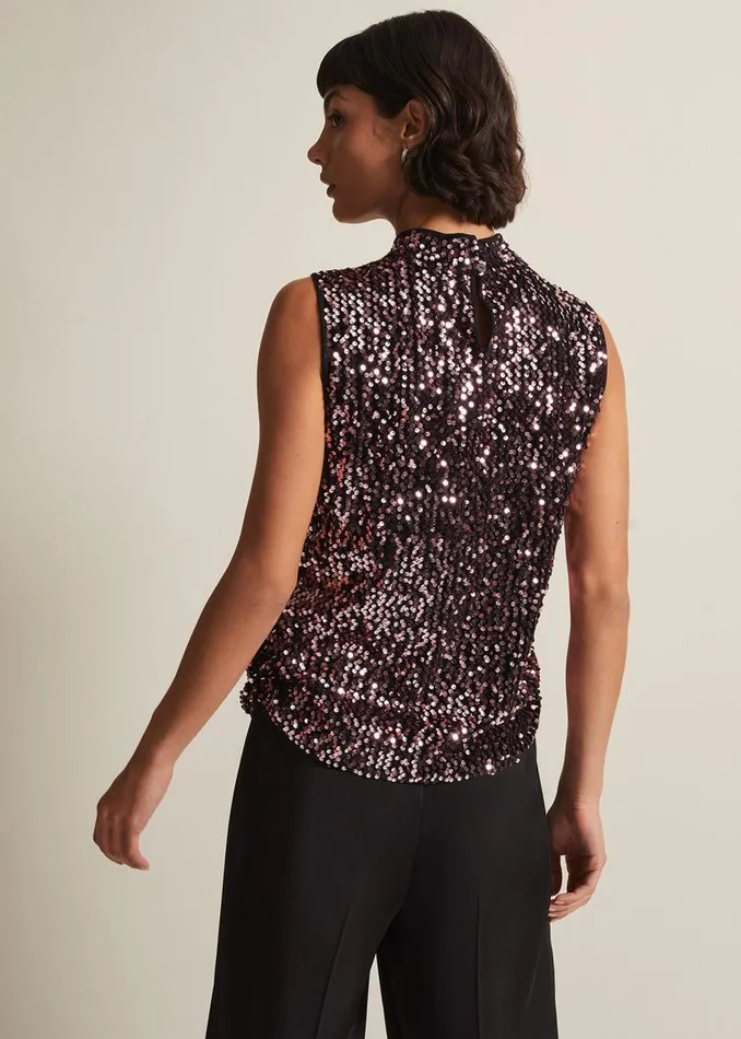 Phase Eight Tops and TShirts Tasha Sequin Top Pink 8211 Women