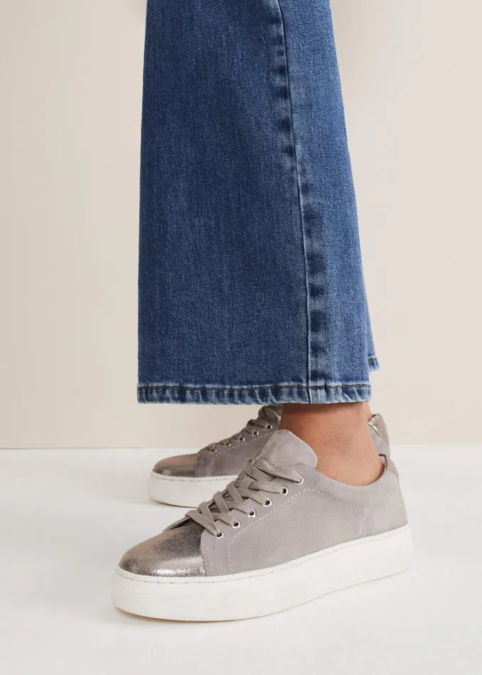 Phase Eight Trainers Metallic Trainer Grey 8211 Women