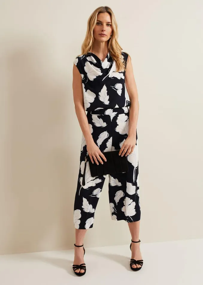 Phase Eight Trousers Noelle Floral Print Culotte Navy 8211 Women