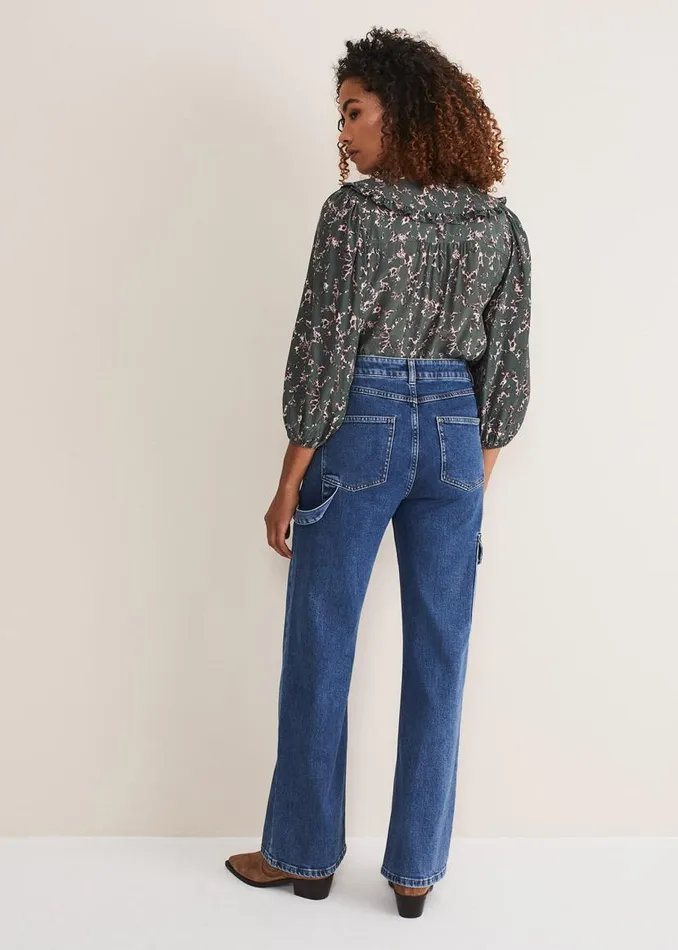 Phase Eight Trousers Scout Cargo Wide Leg Jeans Mid Blue 8211 Women