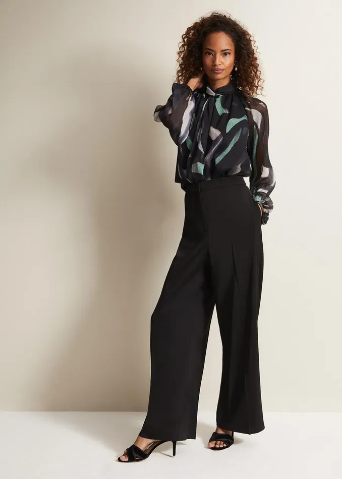 Phase Eight Trousers Shellina Black Satin Wide Leg Trousers Black 8211 Women