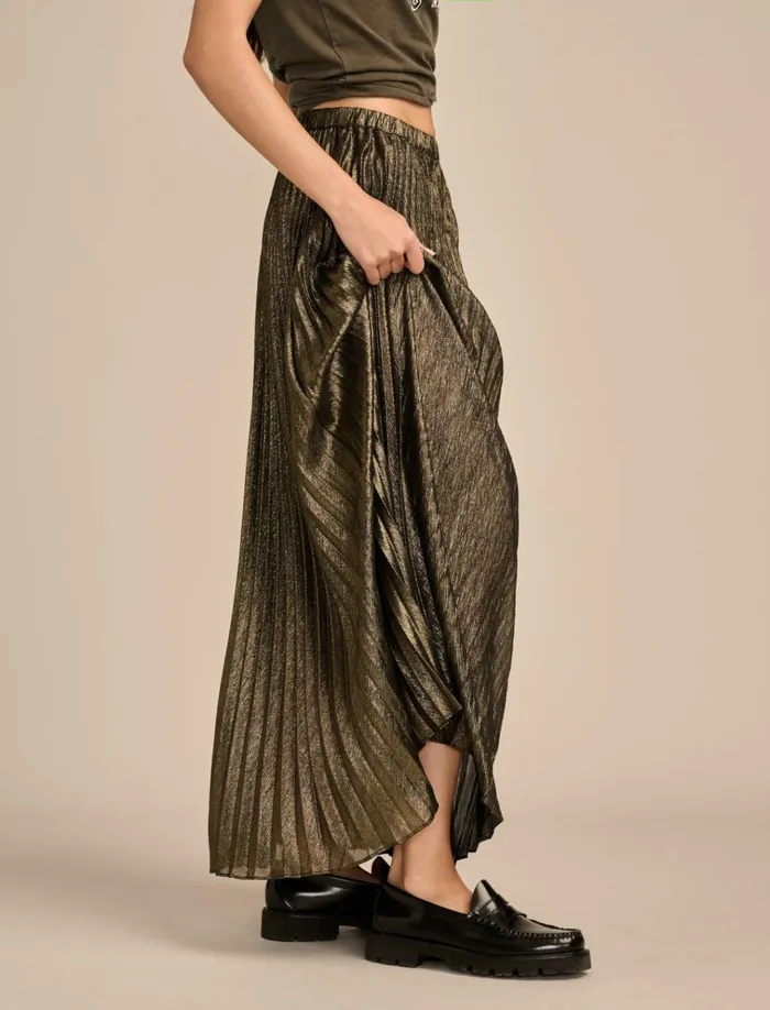 Pleated Midi Skirt Gold Women Lucky Brand Skirts