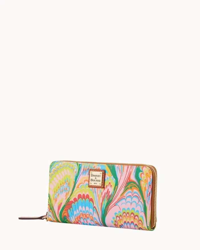 Plumes Large Zip Around Wristlet Pink Women Dooney and Bourke Wallets Plumes Large Zip Around Wristlet Pink Women Dooney and Bourke Wallets