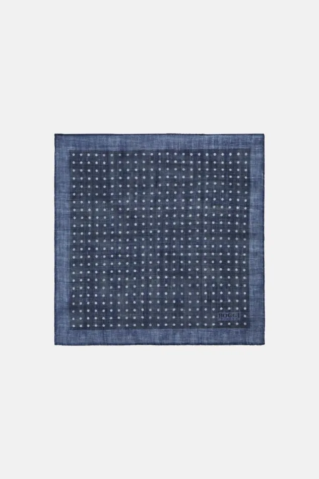 Pocket Squares Men Boggi Milano Polka Dot Pocket Square In Wool Navy Blue