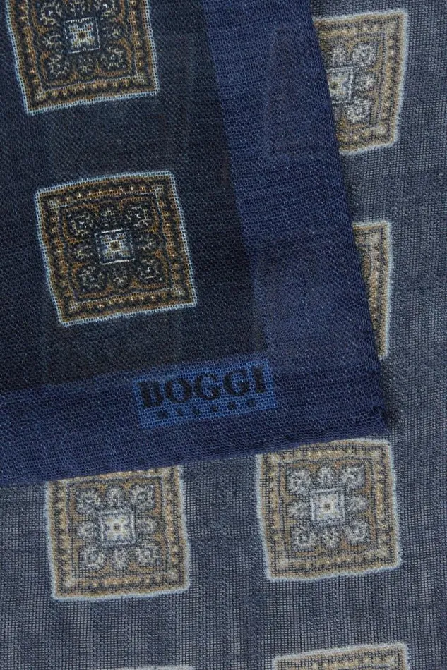 Pocket Squares Men Boggi Milano Wool Pocket Square With Abstact Motif Navy Blue