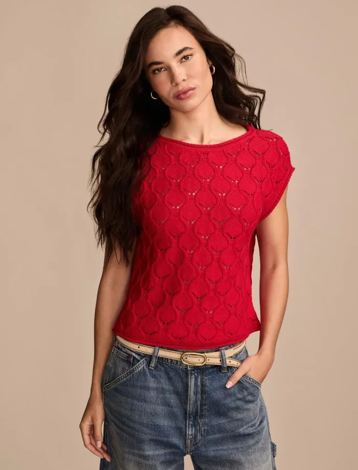 Pointelle Bobble Sweater Vest Lollipop Women Lucky Brand Sweaters and Sweatshirts